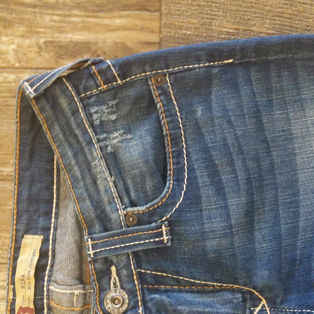 BIG STAR Nina mid-rise straight medium wash jeans The Buckle 27L sz 27x36L TALL - Picture 8 of 16
